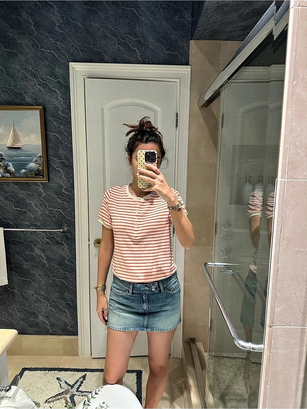 Gap Striped Short Sleeve Top in Red & Cream Size Small NWT